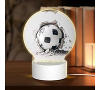 POEZJZW Soccer Ball Kicked Into The Wall Pattern Round Acrylic Night Light with USB Cable Adjustable 3 Colors for Restaurant Bar Cafe