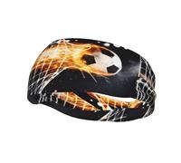 Poezjzw Soccer Fire Pattern Sports Headband Suitable For Running Yoga Elasticated Moisture Wicking Hairband