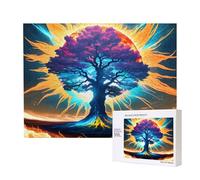 Poezjzw Solar Celestial Tree Adult Classic Jigsaw 500 Pieces Wooden Puzzle Modern Home Decor Intellectual Game 52 X 38 Cm
