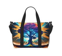 Poezjzw Solar Celestial Tree Travel Duffle Bag Weekender Carry On Tote Bags For Women Hospital Bags For Labor And Delivery Overnight Luggage Bag, Black, One Size, Black, One Size