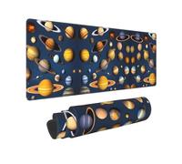 Poezjzw Solar System Planets Long Gaming Mouse Pad Large Desk Pad Keyboard Mat with Stitched Edges for Gaming and Office 31.5 X 11.8 in