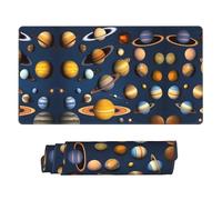 Poezjzw Solar System Planets Long Gaming Mouse Pad Large Desk Pad Keyboard Mat with Stitched Edges for Gaming and Office 16x29.5in