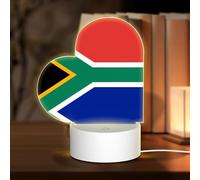 POEZJZW South Africa Flag Pattern Heart Shape Acrylic Night Light with USB Cable Adjustable 3 Colors for Restaurant Bar Cafe