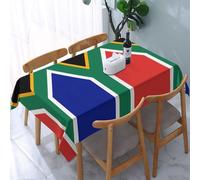 POEZJZW South Africa Flag Pattern Rectangular Tablecloth, 54x72 Inch Wavy Lace Border Polyester Table Cloth for Dining, Kitchen, Parties