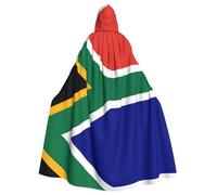 POEZJZW South African Flag Pattern Full Length Hooded Robe Cloak Long Cape Halloween Cosplay Costume Hoodies Cape Unisex