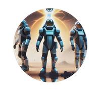 POEZJZW Space Suit And Boots Pattern Round Mouse Mat, Cute Mouse Pad, Non-Slip Rubber Base With Stitched Edge, Small Size 7.9 X 7.9 Inch