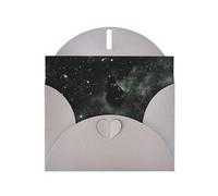POEZJZW Spaceship In The Stars Pearl Paper Christmas Cards, With Gray Envelopes, Thank You Cards, Wedding, Valentine'S Day Cards 10-Count