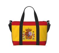 Poezjzw Spanish Flag Travel Duffel Bag Tote Carry On Luggage Bag Water Resistant Weekender Overnight Bags For Foldable, Black, One Size