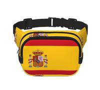 Poezjzw Spanish Flag Travel Waist Bag Suitable For Running, Cycling And Outdoor Adventures, Store Mobile Phones And Credit Cards, Black, One Size