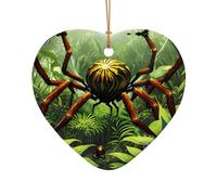 Poezjzw Spiders In The Woods Pattern Ceramic Christmas Ornament Heart Shape Hanging Pendant Gifts For Xmas Holidays, Ornaments For Home Decor