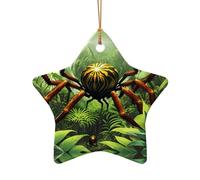 Poezjzw Spiders In The Woods Pattern Ceramic Christmas Ornament Star Shape Hanging Pendant Gifts For Xmas Holidays, Ornaments For Home Decor