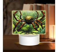 POEZJZW Spiders in The Woods Pattern Rectangle Acrylic Night Light with USB Cable Adjustable 3 Colors for Restaurant Bar Cafe