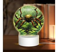 POEZJZW Spiders in The Woods Pattern Round Acrylic Night Light with USB Cable Adjustable 3 Colors for Restaurant Bar Cafe
