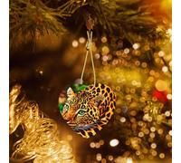 Poezjzw Spotted Leopard Pattern Ceramic Christmas Ornament Heart Hanging Pendant Gifts For Xmas Holidays, Ornaments For Home Decor