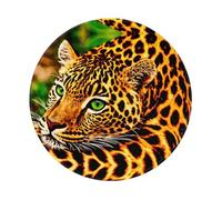 POEZJZW Spotted Leopard Pattern Round Mouse Mat, Cute Mouse Pad, Non-Slip Rubber Base With Stitched Edge, Small Size 7.9 X 7.9 Inch