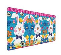 Poezjzw Spring Happy Easter Holiday Long Gaming Mouse Pad Large Desk Pad Keyboard Mat with Stitched Edges for Gaming and Office 16x35.5in