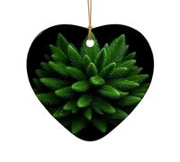 Poezjzw Spruce-Foliage Tree Pattern Christmas Ceramic Heart Shape Pendant Decorations Suitable For Home Shopping Malls And Holiday Celebrations