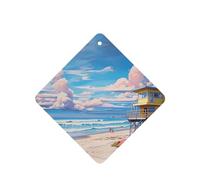 Poezjzw Square Lavender Scent Car Air Fresheners Beach Architecture Pattern 4 Pcs Aromatherapy Tablets For Wardrobe Shoe