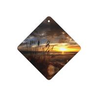 Poezjzw Square Lavender Scent Car Air Fresheners Calm Coastal Scene Pattern 6 Pcs Aromatherapy Tablets For Wardrobe Shoe Cabinet Eliminate
