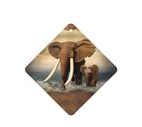 Poezjzw Square Lavender Scent Car Air Fresheners Elephants And Baby Elephants By The Sea Pattern 4 Pcs Aromatherapy Tablets For Wardrobe Shoe Cabinet Eliminate