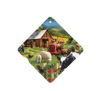 Poezjzw Square Lavender Scent Car Air Fresheners Farm Animals Pattern 4 Pcs Aromatherapy Tablets For Wardrobe Shoe Cabinet Eliminate