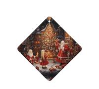 Poezjzw Square Lavender Scent Car Air Fresheners Merry Christmas Season Pattern 4 Pcs Aromatherapy Tablets For Wardrobe Shoe