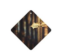 Poezjzw Square Lavender Scent Car Air Fresheners Metal Crosses Pattern 6 Pcs Aromatherapy Tablets For Wardrobe Shoe