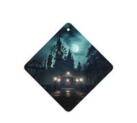 Poezjzw Square Lavender Scent Car Air Fresheners The Ghost In The Night Pattern 4 Pcs Aromatherapy Tablets For Wardrobe Shoe