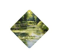 Poezjzw Square Lavender Scent Car Air Fresheners Water Lilies In The Pond Pattern 6 Pcs Aromatherapy Tablets For Wardrobe Shoe