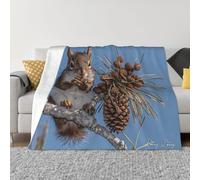 POEZJZW Squirrel Eating Squirrels Pattern Flannel Blanket Lightweight and Comfortable Ultra-Soft Warm Micro Fleece Bed Couch Living Room 50"X40"