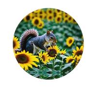 POEZJZW Squirrel Eating Sunf Pattern Round Mouse Mat, Cute Mouse Pad, Non-Slip Rubber Base With Stitched Edge, Small Size 7.9 X 7.9 Inch