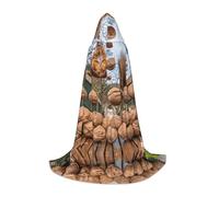 POEZJZW Squirrel Nuts Pattern Hooded Cloak Robe Costume Cloak For Adult Men Women Christmas Hoodies Cape Cosplay Costumes S