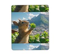 Poezjzw Squirrel Offering Gifts Pattern Mouse Pad Non-Slip Rubber Stitched Edges Waterproof Gaming Mouse Mat for Desk Gaming Work Wireless Mice 7.9 X 9.5 in