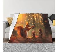 POEZJZW Squirrel Peeling Squirrels Pattern Flannel Blanket Lightweight and Comfortable Ultra-Soft Warm Micro Fleece Bed Couch Living Room 80"X60"