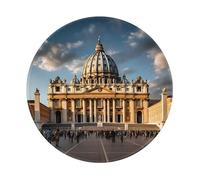 POEZJZW St Peter's Basilica Pattern Round Mouse Pad Desktop Protection Mat with Non-Slip Rubber Base 7.9Ã-7.9 in for Home and Office