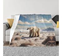 POEZJZW Standing Polar Bear. Pattern Flannel Blanket 50"X40" Blanket For Super Soft Plush For Sofa Bed Couch Camping, And Travel