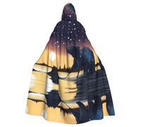 POEZJZW Star Fishing Bear Pattern Hooded Cloak Robe Costume For Adult Men Women Christmas Hoodies Cape Cosplay Costumes
