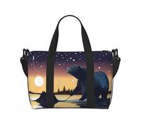 Poezjzw Star Fishing Bear Travel Duffle Bag Weekender Carry On Tote Bags For Women Hospital Bags For Labor And Delivery Overnight Luggage Bag, Black, One Size