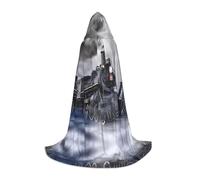 POEZJZW Steam Train Clouds Pattern Men Women Cloak With Hood Adult Cape With Hood Renaissance Halloween Witch Costume Wizard Cloak M