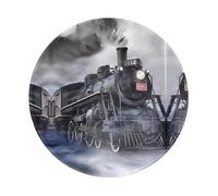 POEZJZW Steam Train Clouds Pattern Round Mouse Pad, Non-Slip Rubber Base Small Mouse Pad, Suitable For Games, Computer Laptop, 7.9x7.9 Inches.