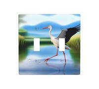 Poezjzw Storks in The Water Pattern Decorative Light Switch Plate Covers 2 Gang Wall Plate Double Toggle Switch Cover 4.5 X 4.5 in