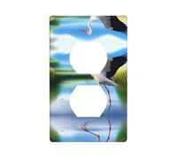 Poezjzw Storks in The Water Pattern Outlet Covers Wall Plate Light Switch Plate Decorative for Kitchen Bathroom Bedroom Farmhouse Decor