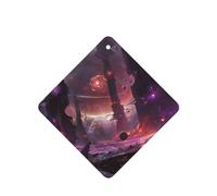 Poezjzw Strange Planet Space Pattern Car Air Fresheners 6 Pcs Square Hanging Aromatherapy Tablets Scented Fresheners For Bedroom Closet Shoe