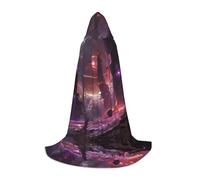 POEZJZW Strange Planet Space Pattern Hooded Cloak Robe Costume Cloak For Adult Men Women Christmas Hoodies Cape Cosplay Costumes L