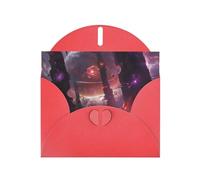 POEZJZW Strange Planet Space Pearl Paper Christmas Cards, With Red Envelopes, Thank You Cards, Wedding, Valentine'S Day Cards 10-Count