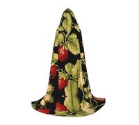 POEZJZW Strawberry Harvest Pattern Hooded Cloak Robe Costume Cloak For Adult Men Women Christmas Hoodies Cape Cosplay Costumes M