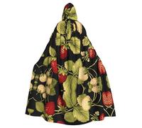 POEZJZW Strawberry Harvest Pattern Hooded Cloak Robe Costume For Adult Men Women Christmas Hoodies Cape Cosplay Costumes