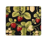 Poezjzw Strawberry Harvest Pattern Mouse Pad Non-Slip Rubber Stitched Edges Waterproof Gaming Mouse Mat for Desk Gaming Work Wireless Mice 7.9 X 9.5 in