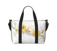 Poezjzw Streamer Chrysanthemum Travel Duffel Bag Tote Carry On Luggage Bag Water Resistant Weekender Overnight Bags For Foldable, Black, One Size