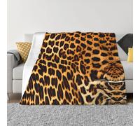POEZJZW Stripes On Leopards Pattern Flannel Blanket 40"X30" Blanket For Super Soft Plush For Sofa Bed Couch Camping, And Travel